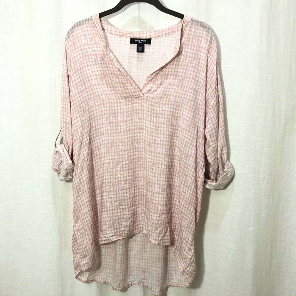 NINE WEST JEANS  blush pink blouse